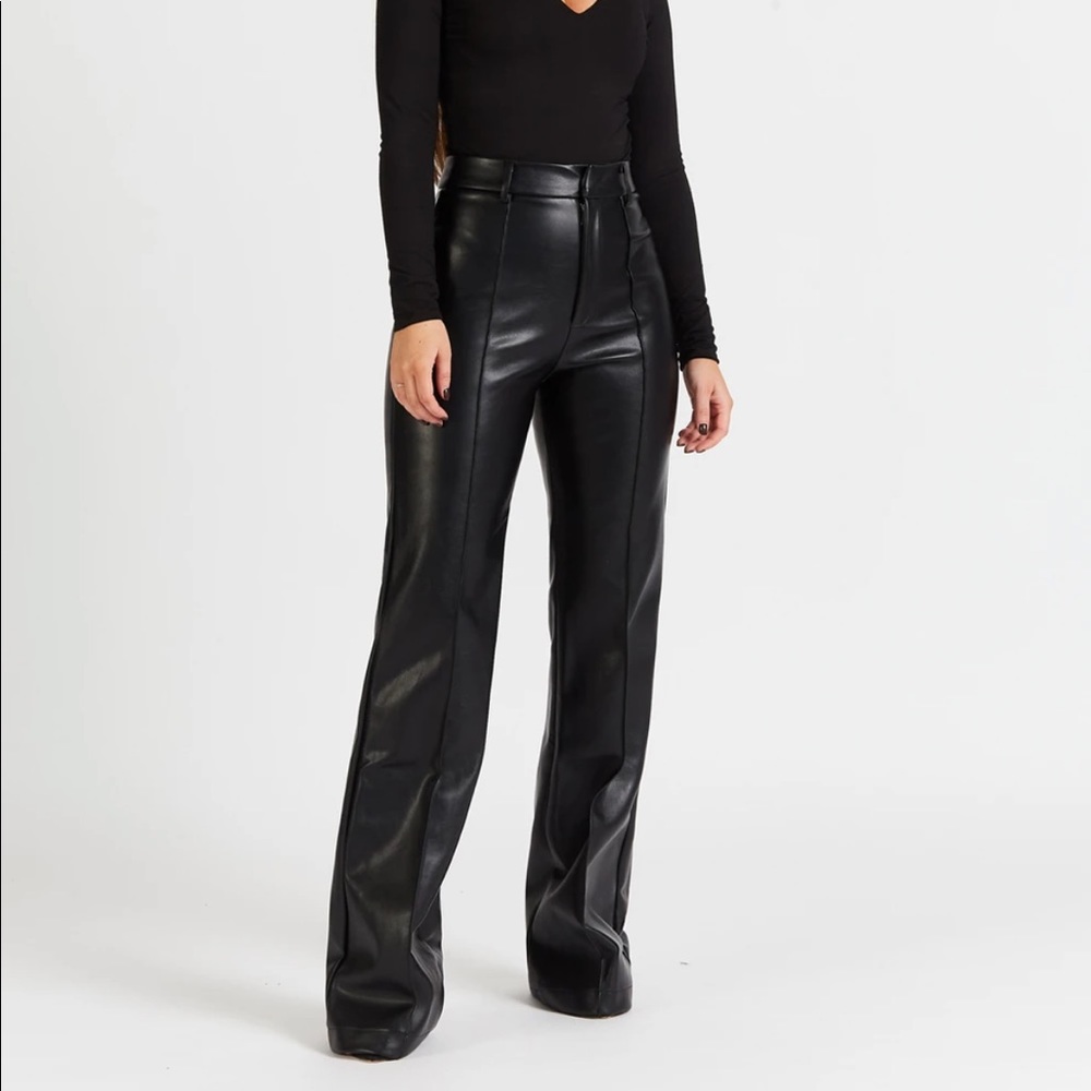 Leather Wide Leg Trousers-BOA Size-XS